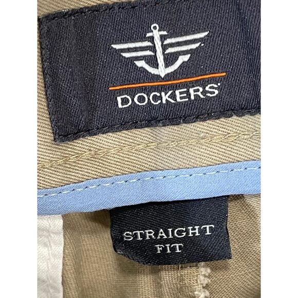 Dockers pants suit pants pockets straight fit cotton solid tan 32 x 30 READ - Picture 5 of 10